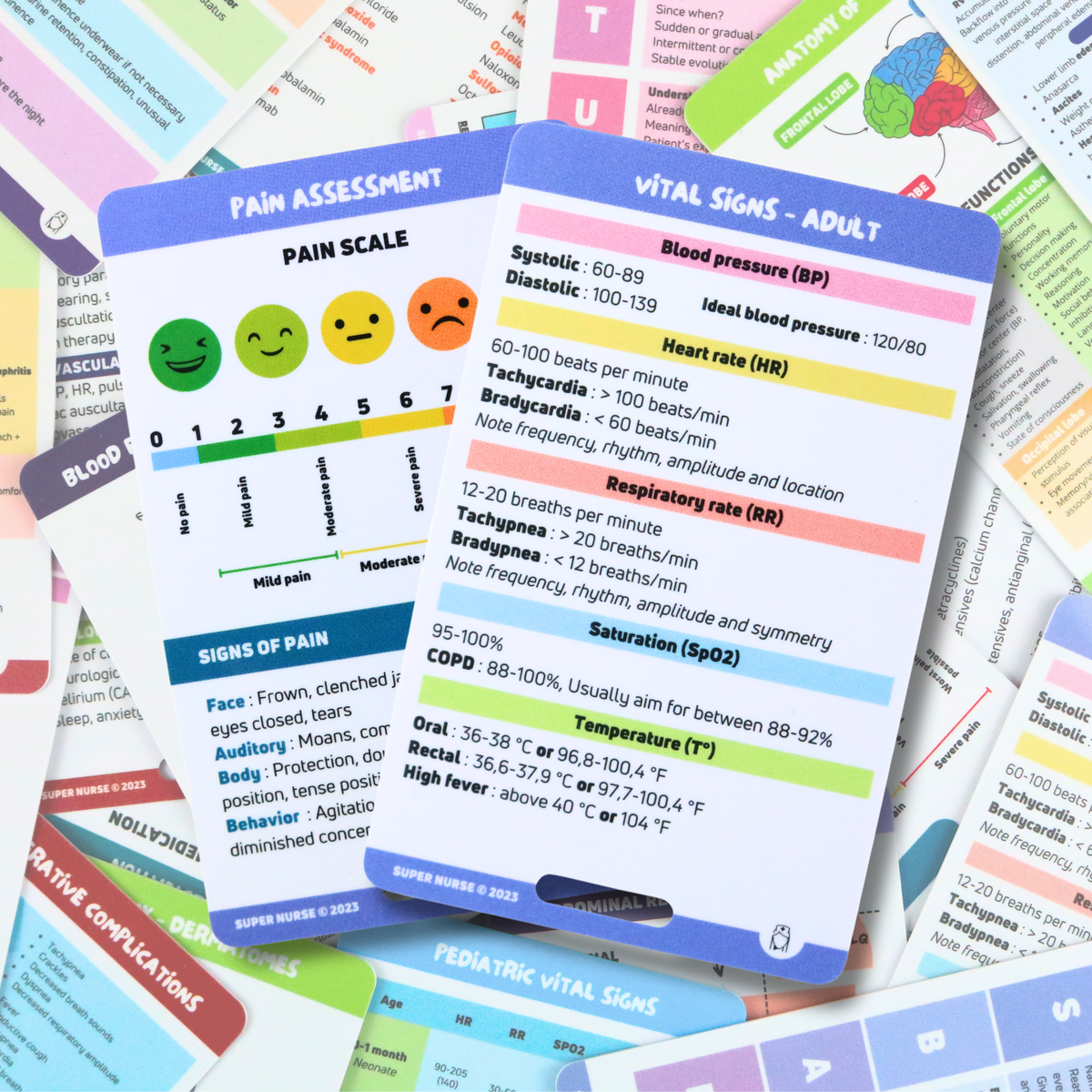 EN Reference card - Adult vital signs and pain assessment – Super Nurse