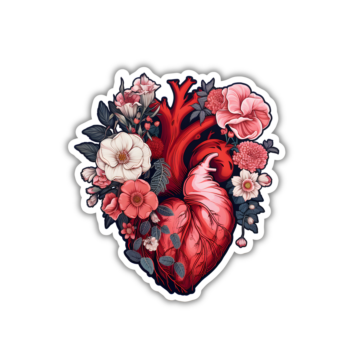 Pink flowery heart Sticker