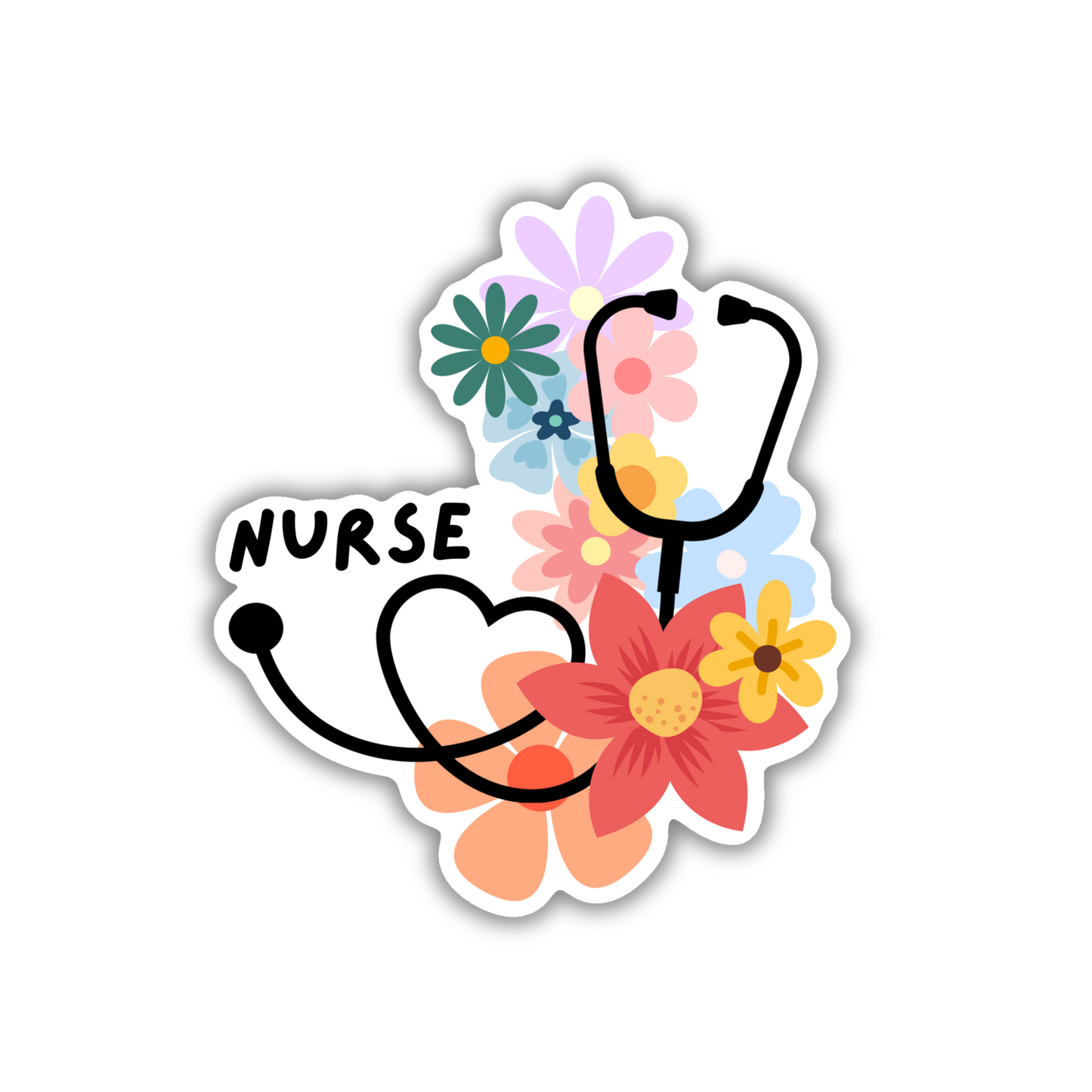 Floral nurse stethoscope Sticker