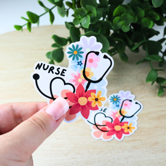 Floral nurse stethoscope Sticker