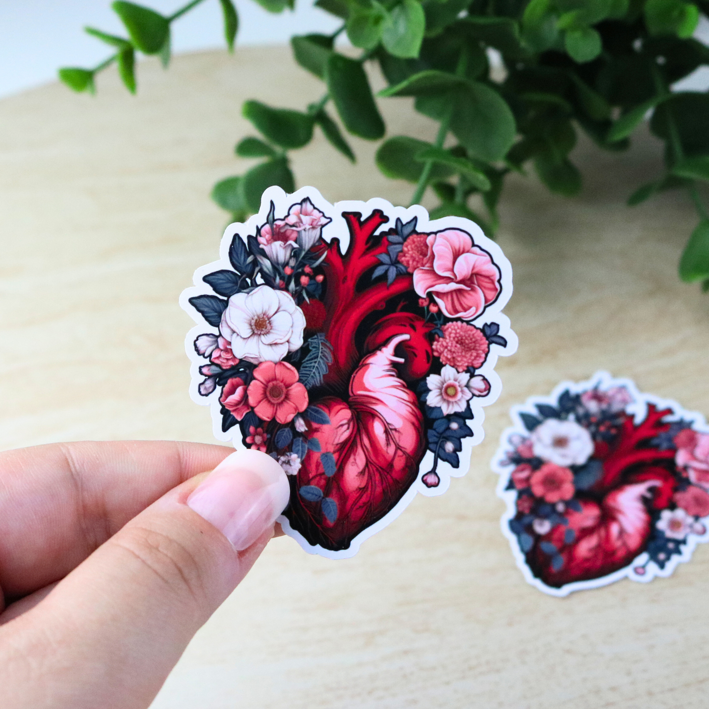 Pink flowery heart Sticker