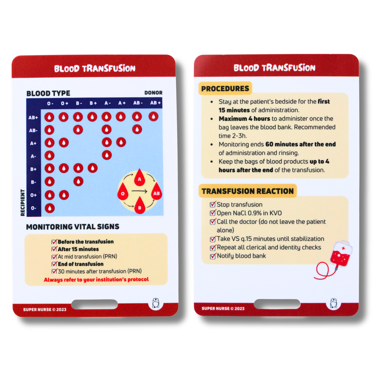 Transdiffusion Test Card EN Reference card - Blood transfusion – Super Nurse